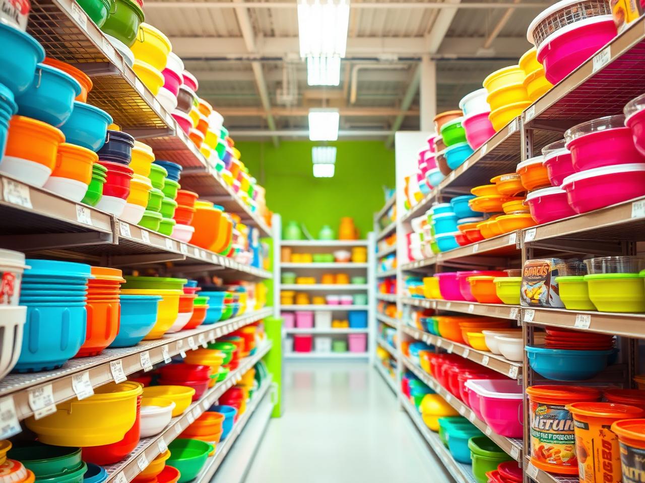 Corredor de utilidades domésticas com potes e organizadores coloridos